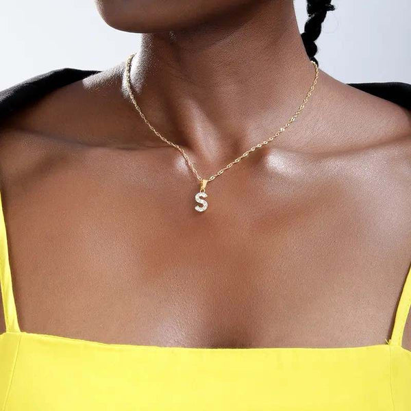 Icy Initial Necklace Gold - VIRAGE London