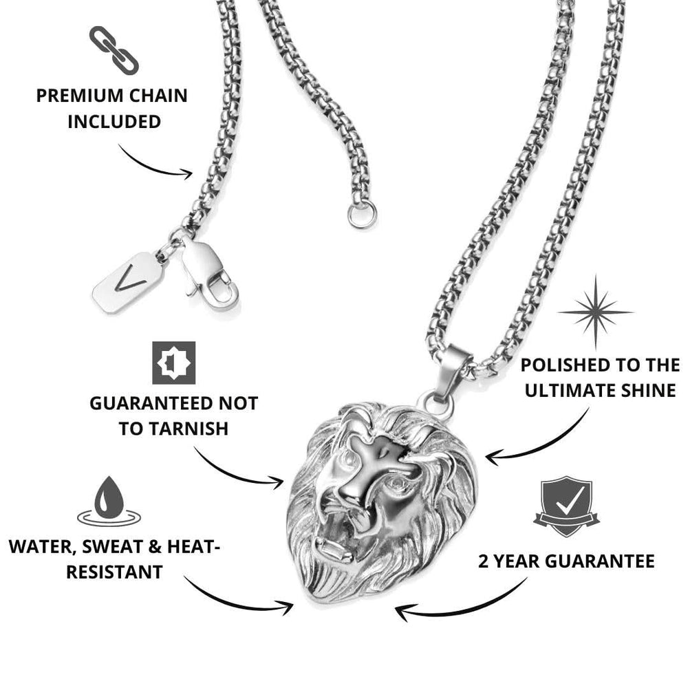 Lion Pendant Silver | Men's Silver Lion Necklace | VIRAGE London