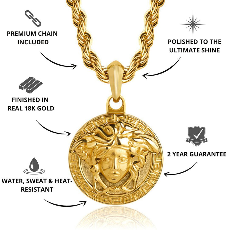 Gold Medusa Pendant - USPs - VIRAGE London