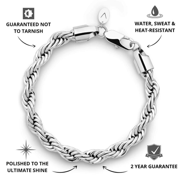 Silver Rope Bracelet 8mm - USP's - VIRAGE London, 40030001020807