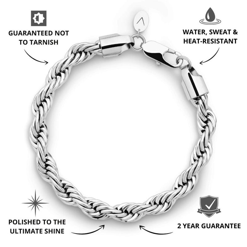 Silver Rope Bracelet 8mm - USP's - VIRAGE London, 40030001020807