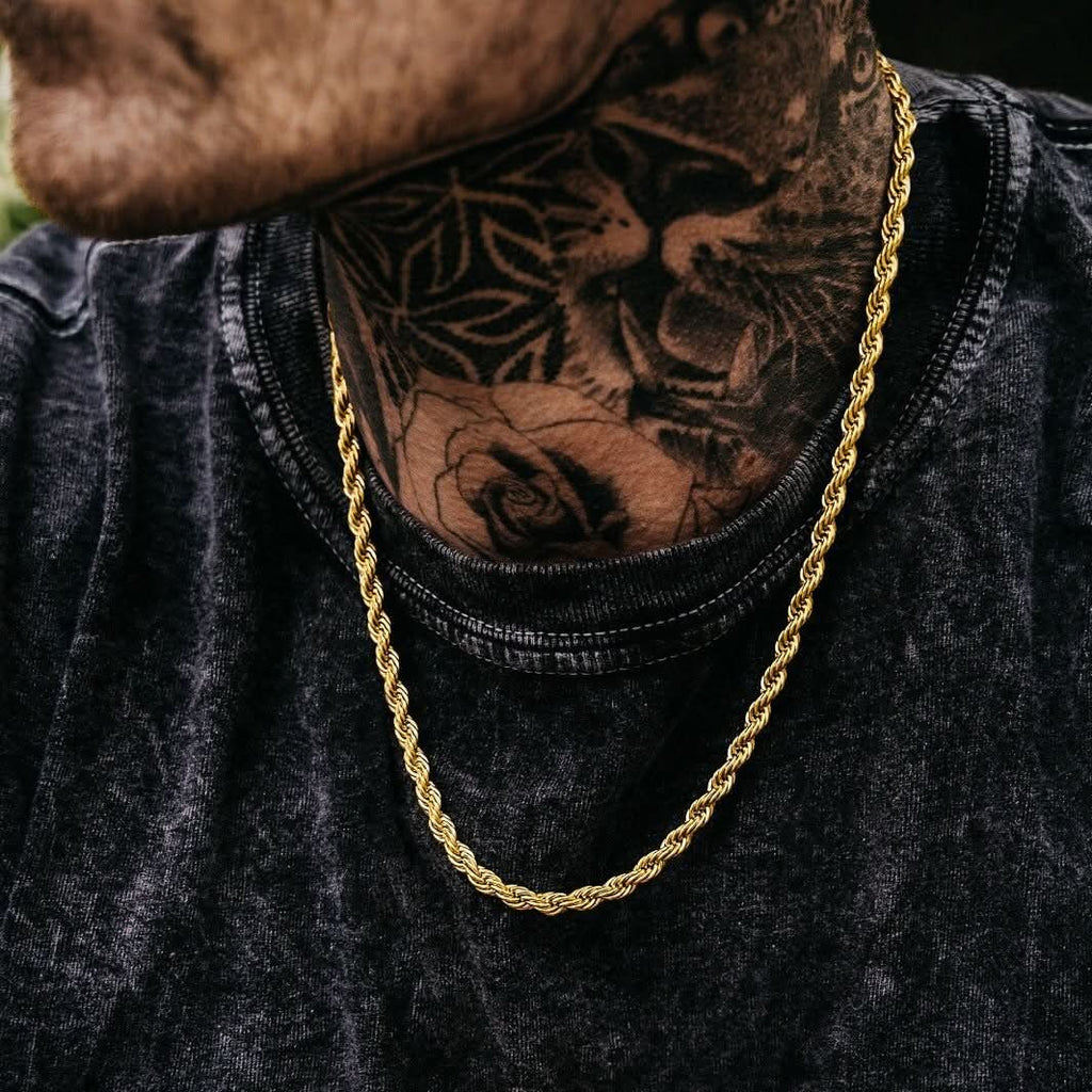 Rope Chain Gold 5mm | Men's Gold Rope Chain | VIRAGE London