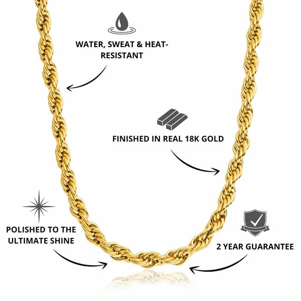 Rope Chain Gold 8mm - USP's - VIRAGE London, 10030001010818