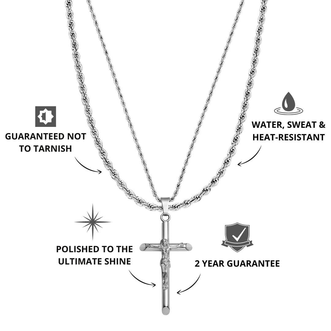 Crux Rope Kit Men's Silver Crucifix x Rope Set | VIRAGE London