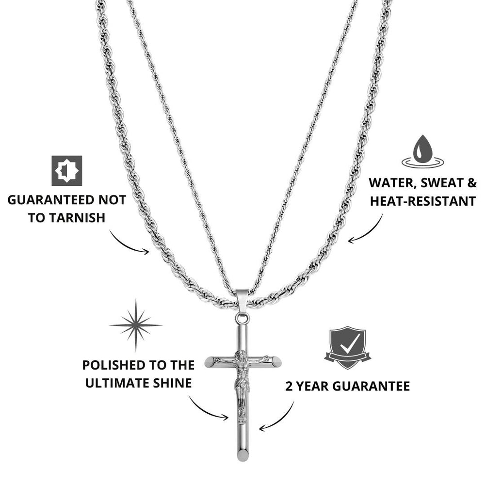 Men s Silver Crucifix x Rope Set VIRAGE London