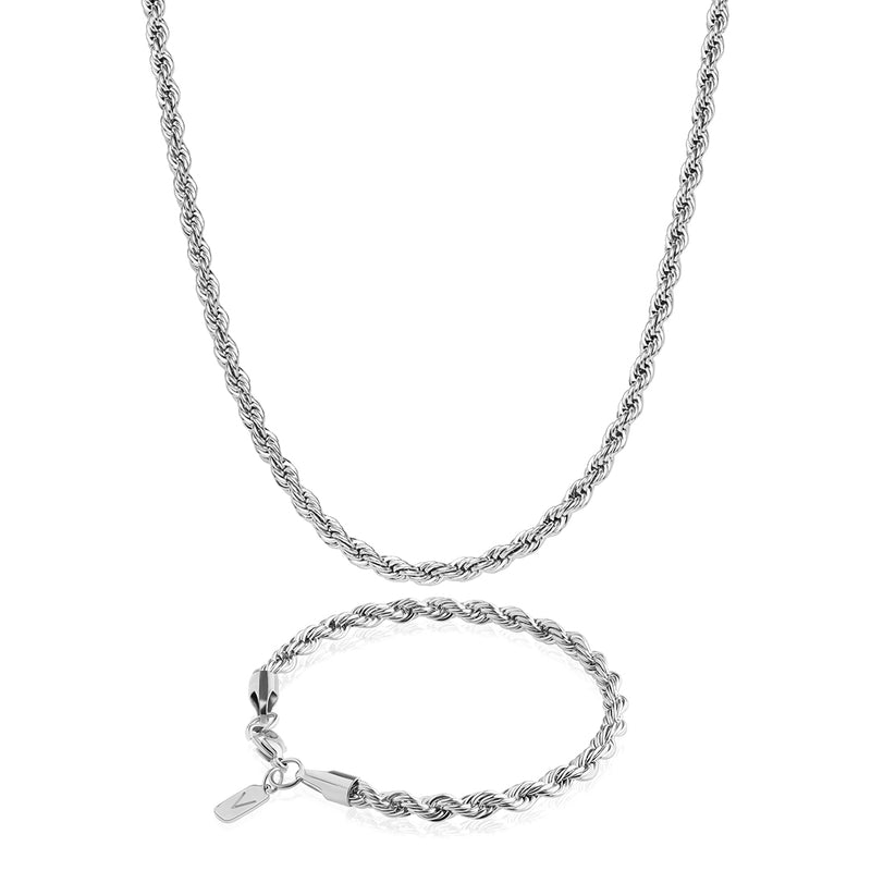 Silver Rope Chain & Bracelet Set 5mm - VIRAGE London, 70030001020525