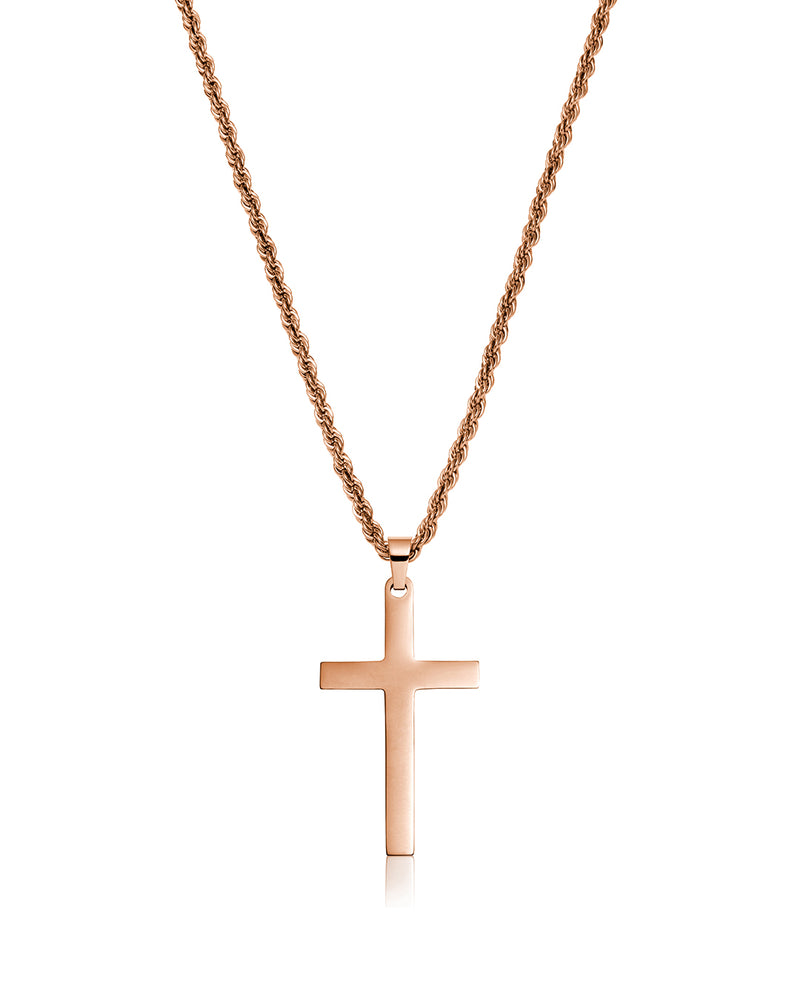 Rose Gold Cross Pendant Hanging 2 - VIRAGE London