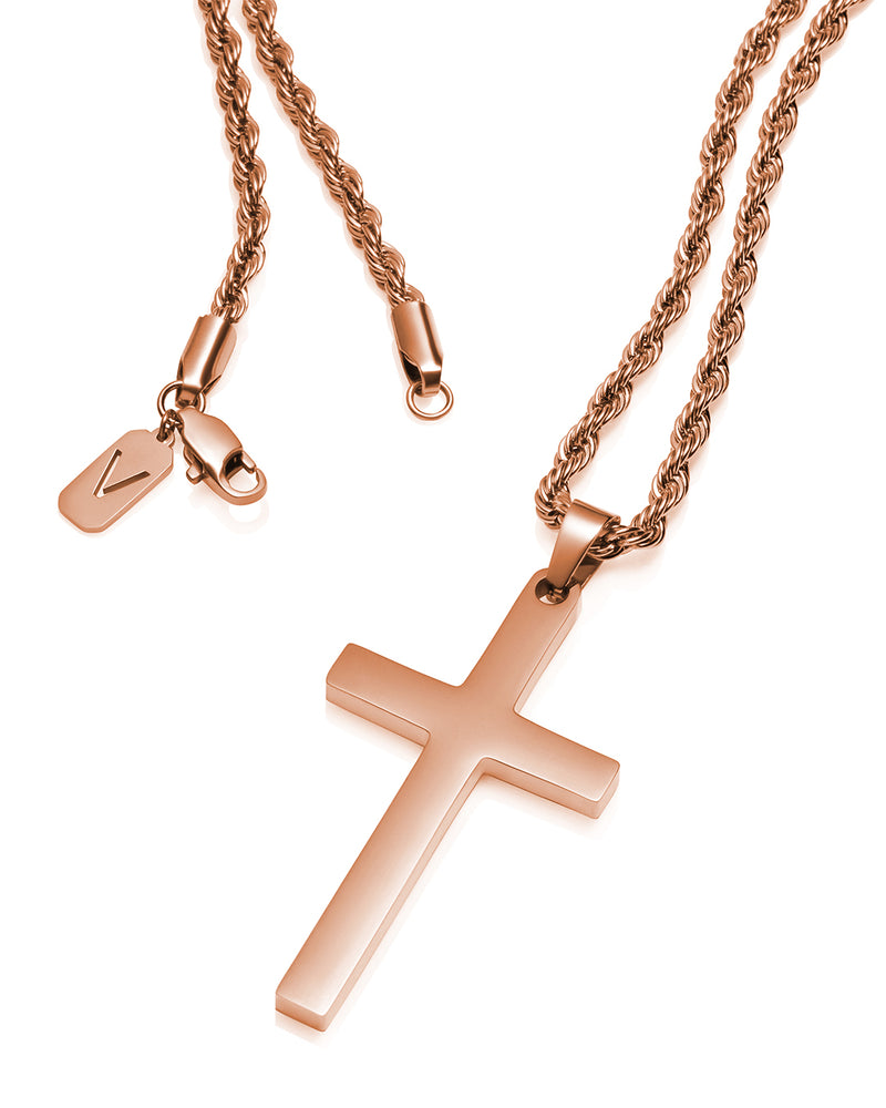 Rose Gold Cross Pendant 2 - VIRAGE London