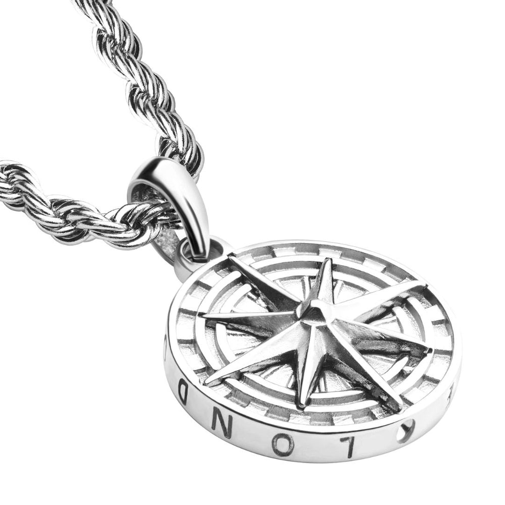 Compass Necklace Mens Silver Chain With Diamonds Men's Silver Compass  Pendant VIRAGE London