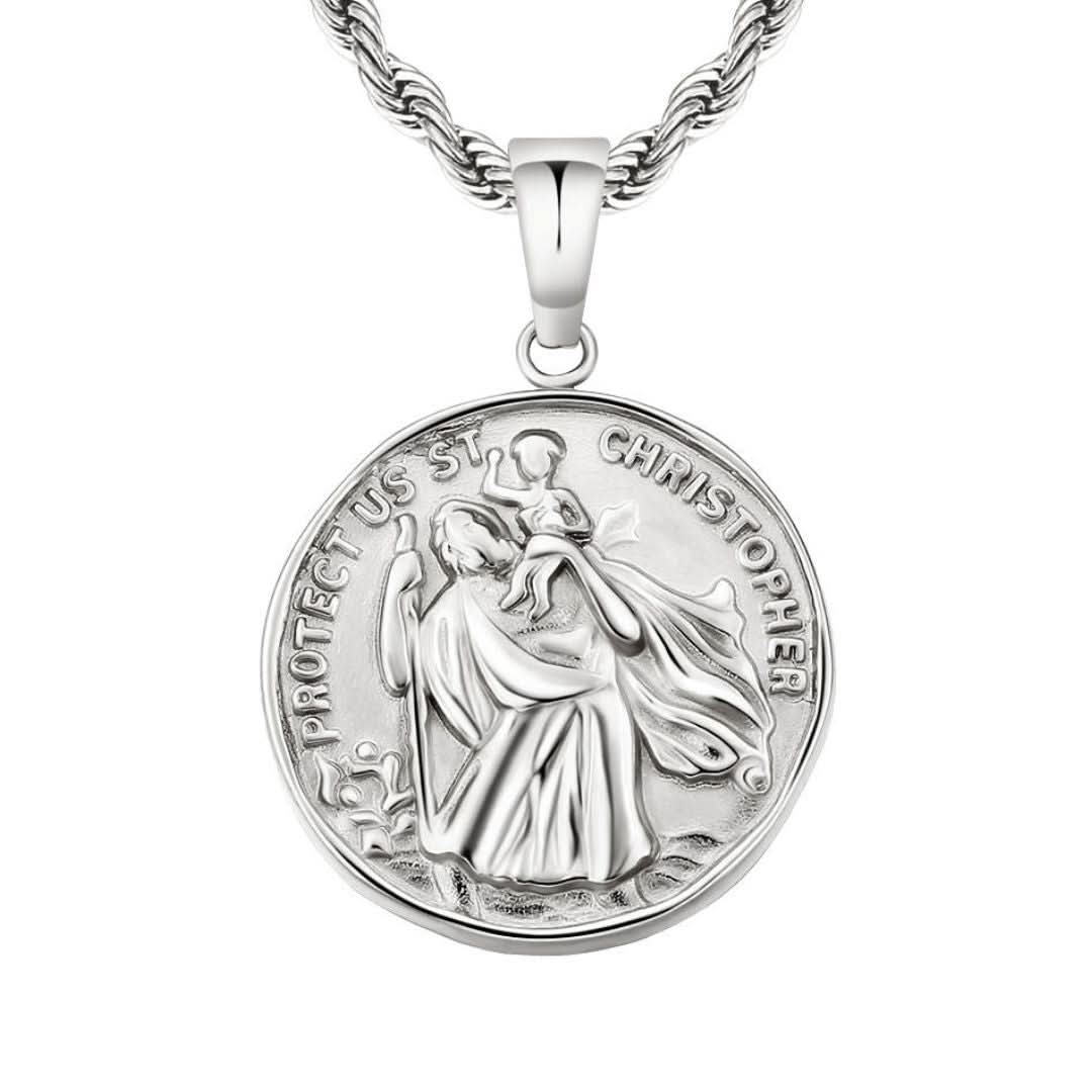 St Christopher Pendant Silver | Men's Pendant Necklace | VIRAGE London