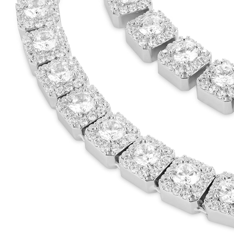 White Gold Clustered Tennis Chain 10mm - VIRAGE London, 10110002031018
