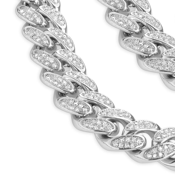 White Gold Iced Cuban Chain 12mm - VIRAGE London, 10010002031218