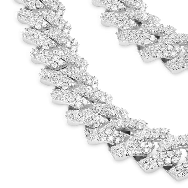 White Gold Iced Prong Cuban Chain 14mm - VIRAGE London, 10020002031418