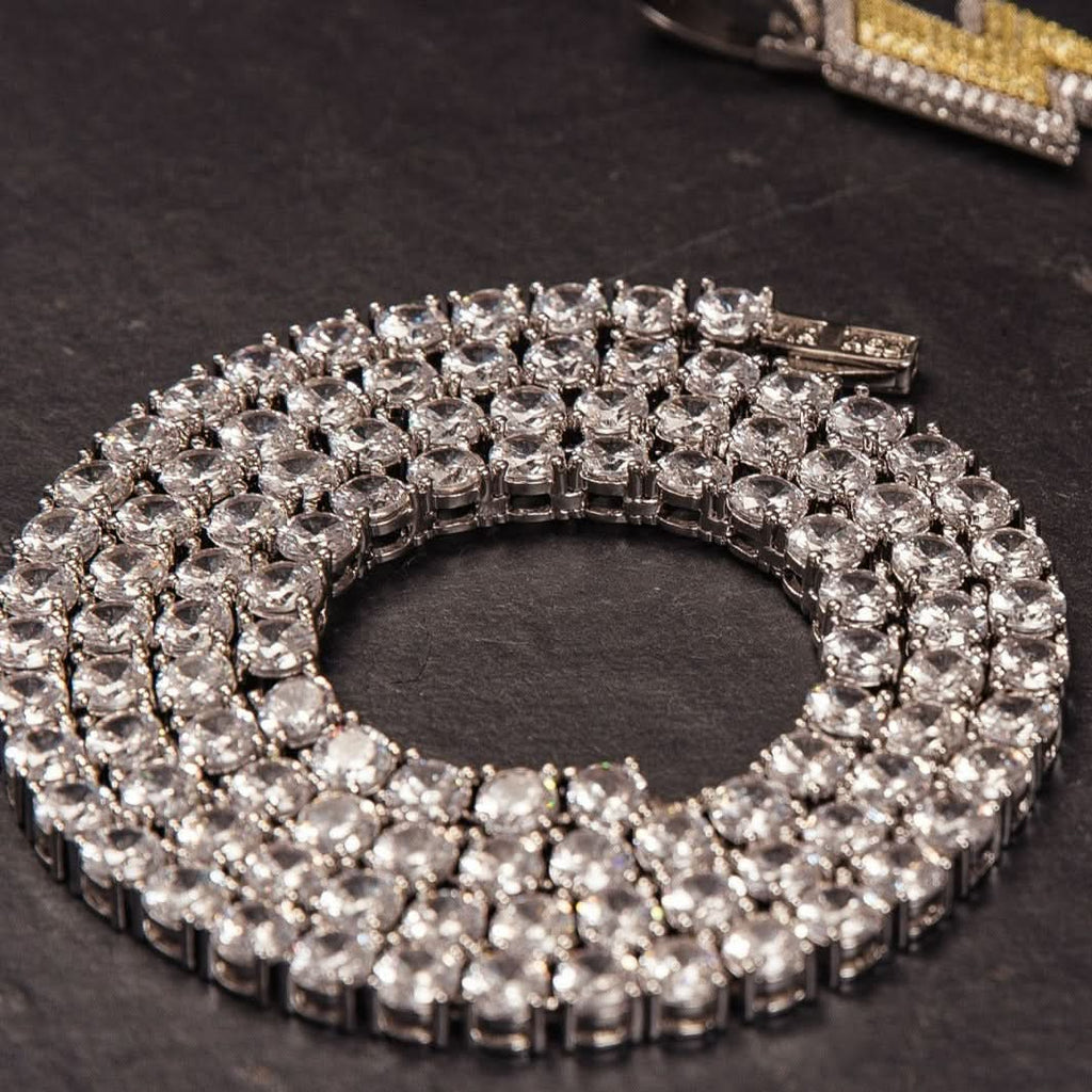 Men's Tennis Chain White Gold 5mm | VIRAGE London